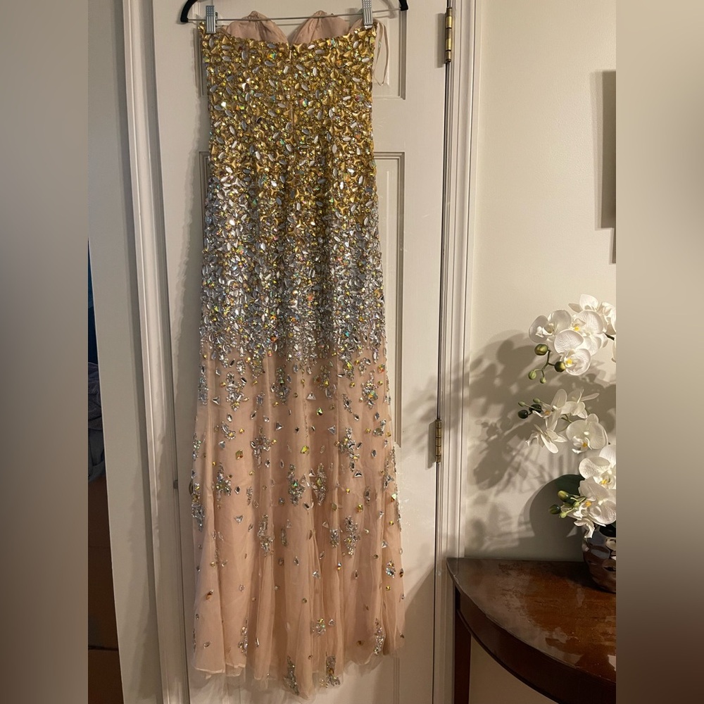 Jovani Gold and Silver Sequin Prom Dress